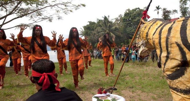 Ngangah, Upacara Ritual Pemanggil Roh Harimau